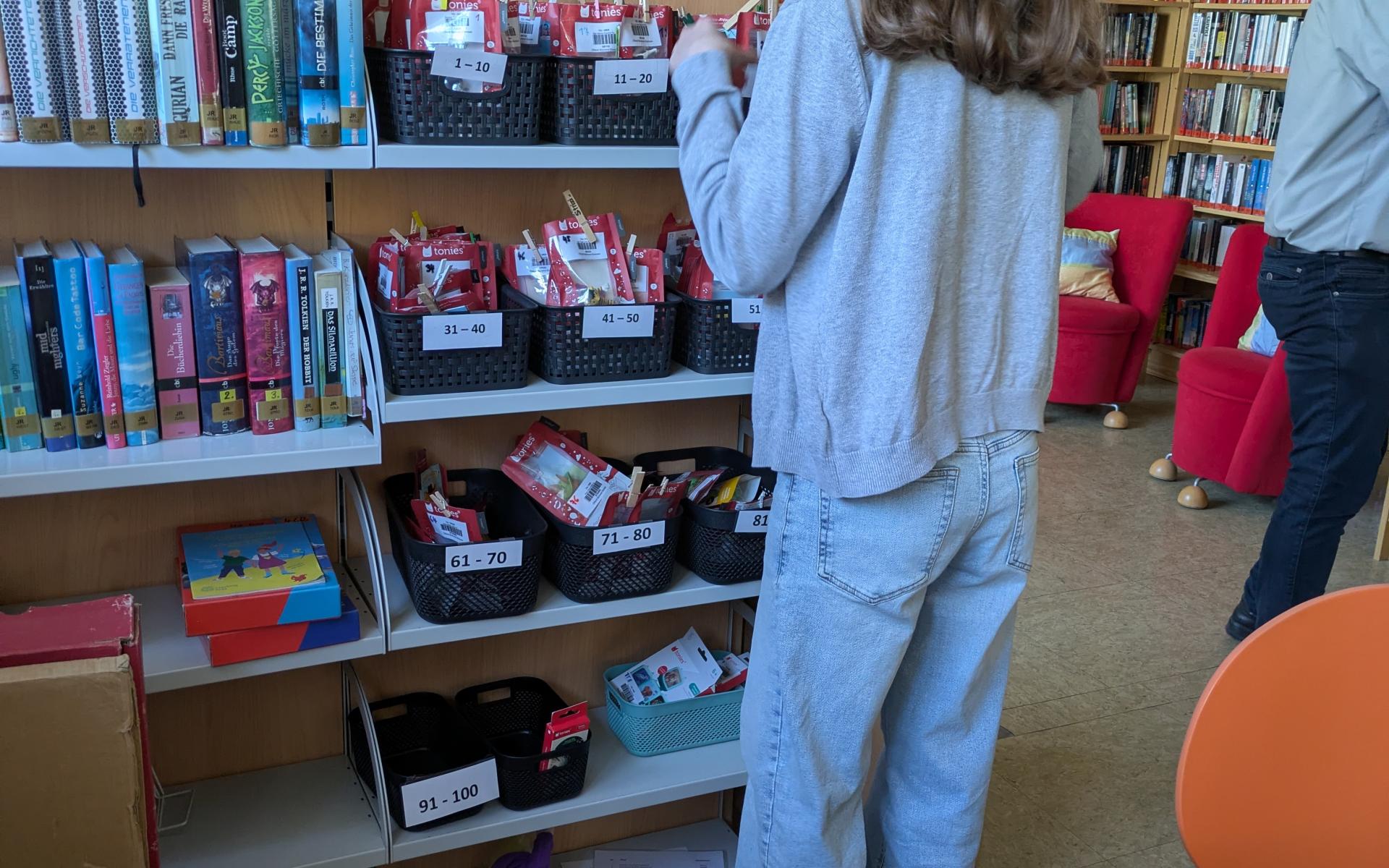 Firmling hilft in der Bücherei