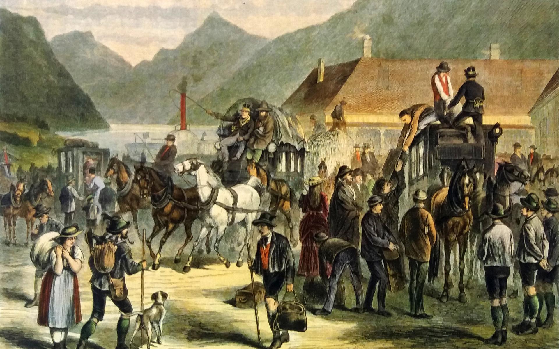 Sammlung Dr. Rieder - Schiffsanlegestelle Ebensee 19. Jh.